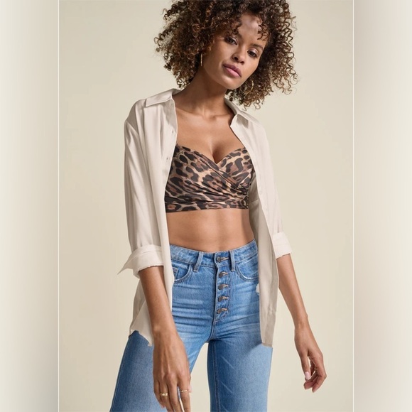 VENUS Tops - VENUS Brown and Black animal print crop top